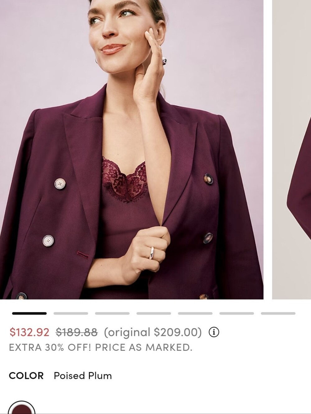 Ann Taylor Double-Breasted Blazer in Plum